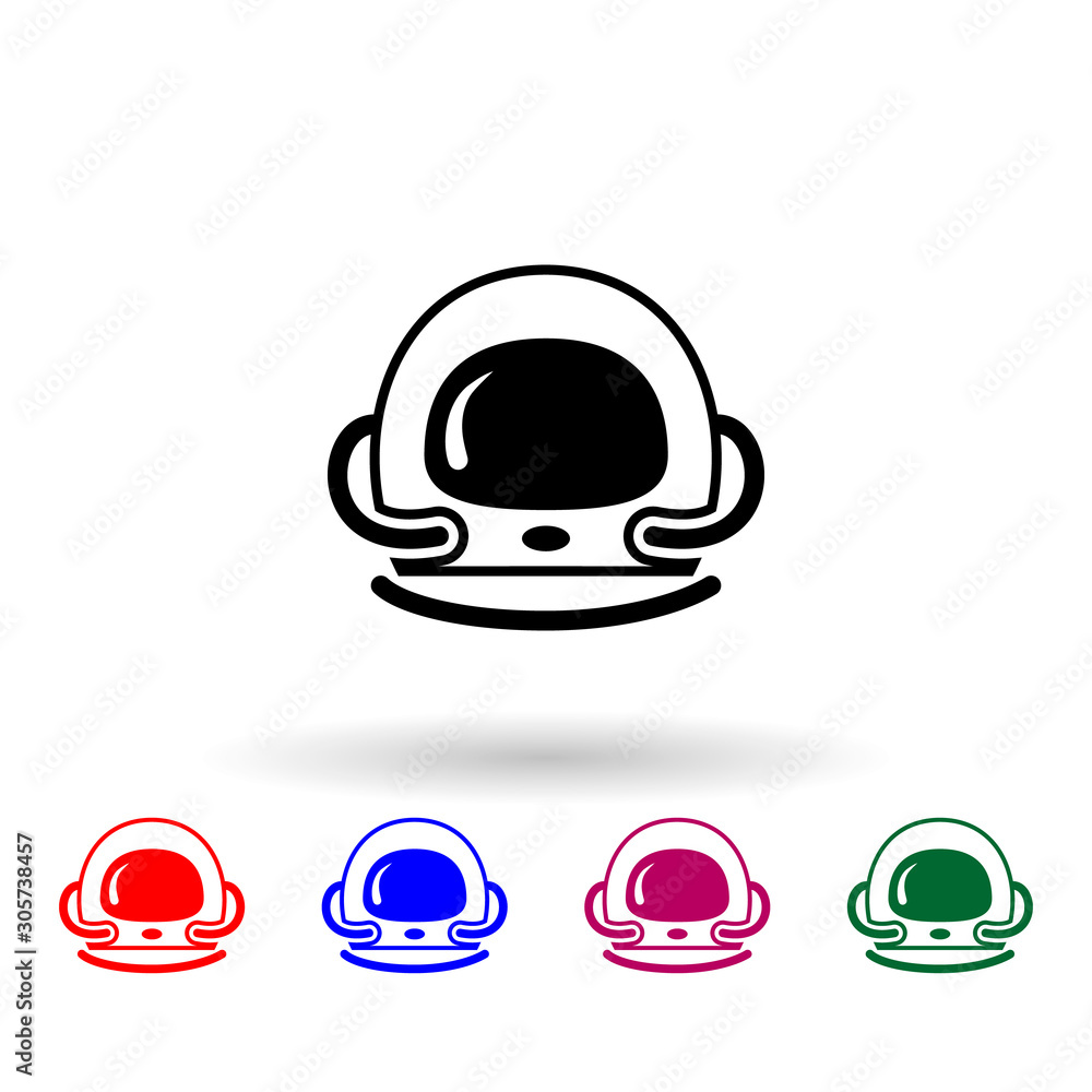 Poster astronaut's helmet multi color icon. simple glyph, flat vector of russia icons for ui and ux, websit