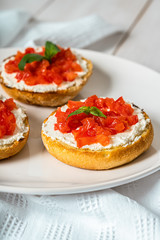 Tomatoes And Goat Cheese Bruschetti