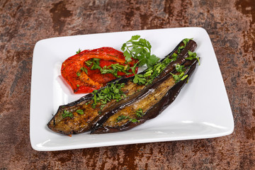 Grilled eggplant with bell pepper