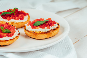 Tomatoes And Goat Cheese Bruschetti