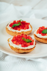 Tomatoes And Goat Cheese Bruschetti