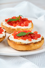 Tomatoes And Goat Cheese Bruschetti