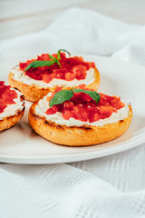 Tomatoes And Goat Cheese Bruschetti