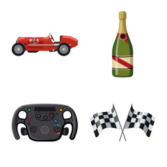 Isolated object of car and rally sign. Set of car and race vector icon for stock.