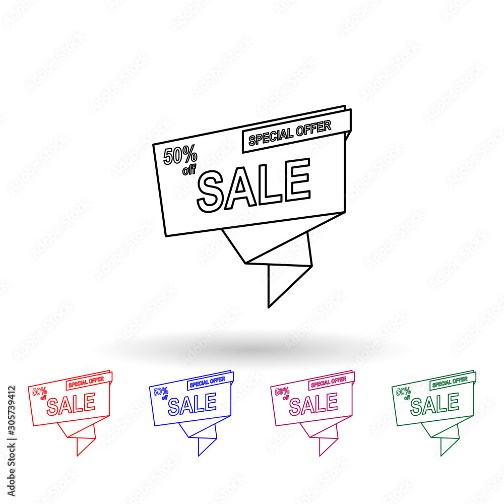 Poster 50 discount on tape multi color icon. simple thin line, outline vector of sale icons for ui and ux, 