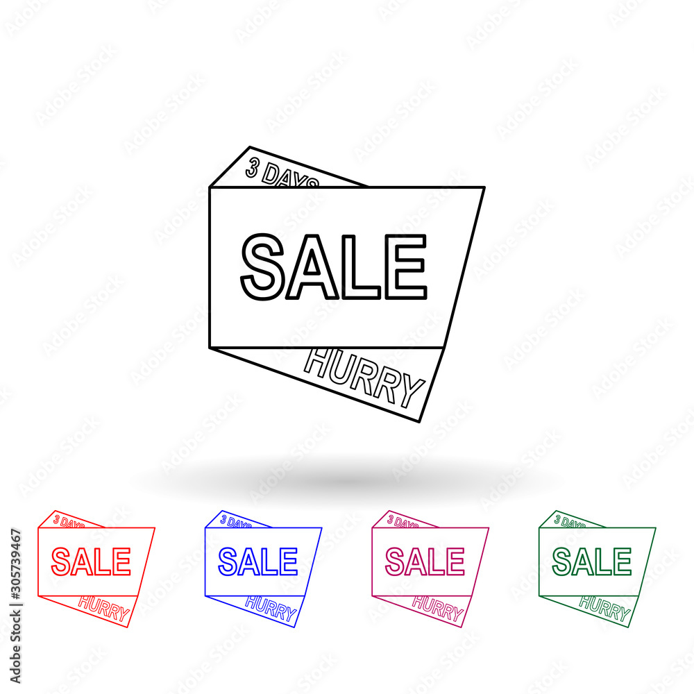 Poster discount 3 days multi color icon. simple thin line, outline vector of sale icons for ui and ux, webs