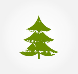 Obraz premium Green Christmas tree icon.