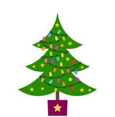 Christmas tree with lights and ornaments.