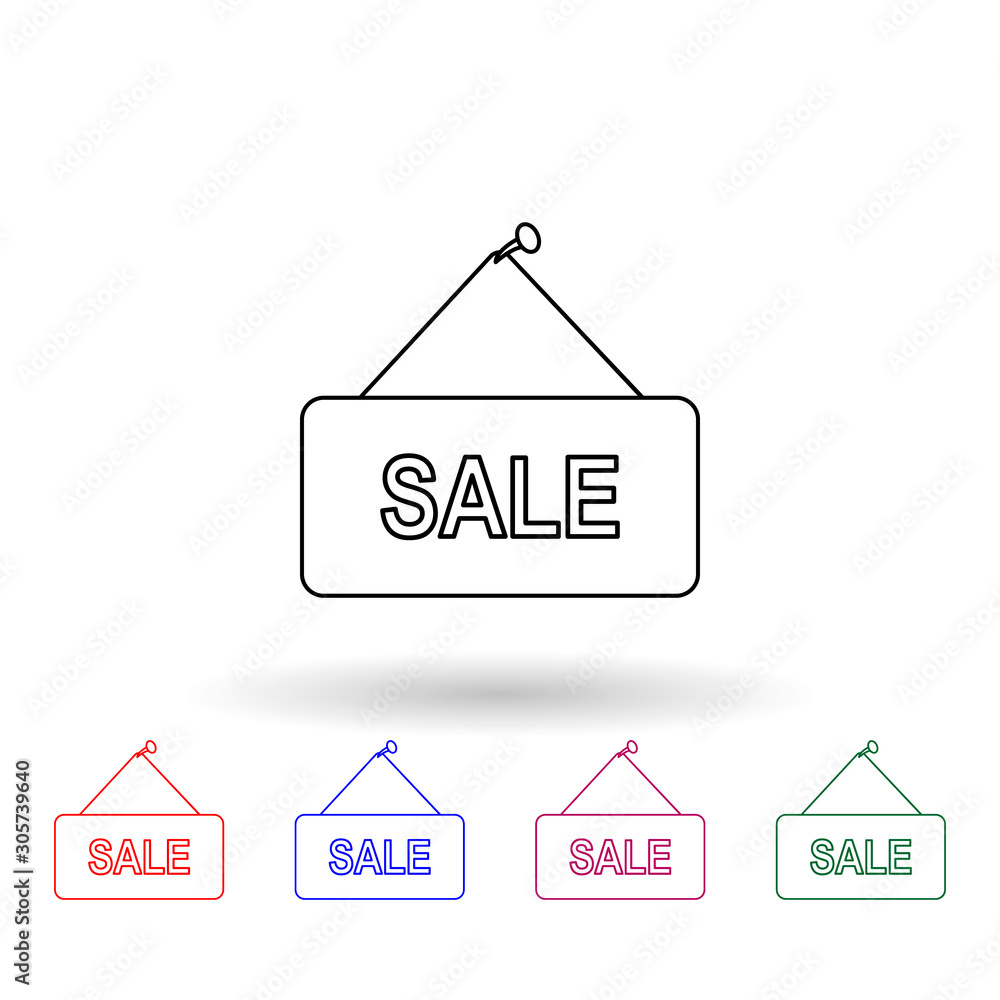 Poster signboard sale multi color icon. simple thin line, outline vector of sale icons for ui and ux, websi