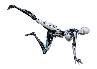 3D Rendering Female Robot on White