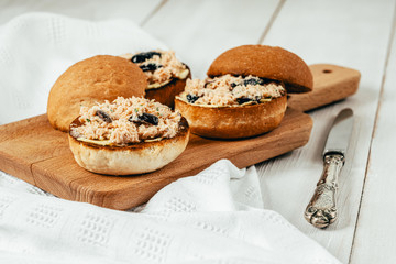 Salmon Sandwiches With Black Olives