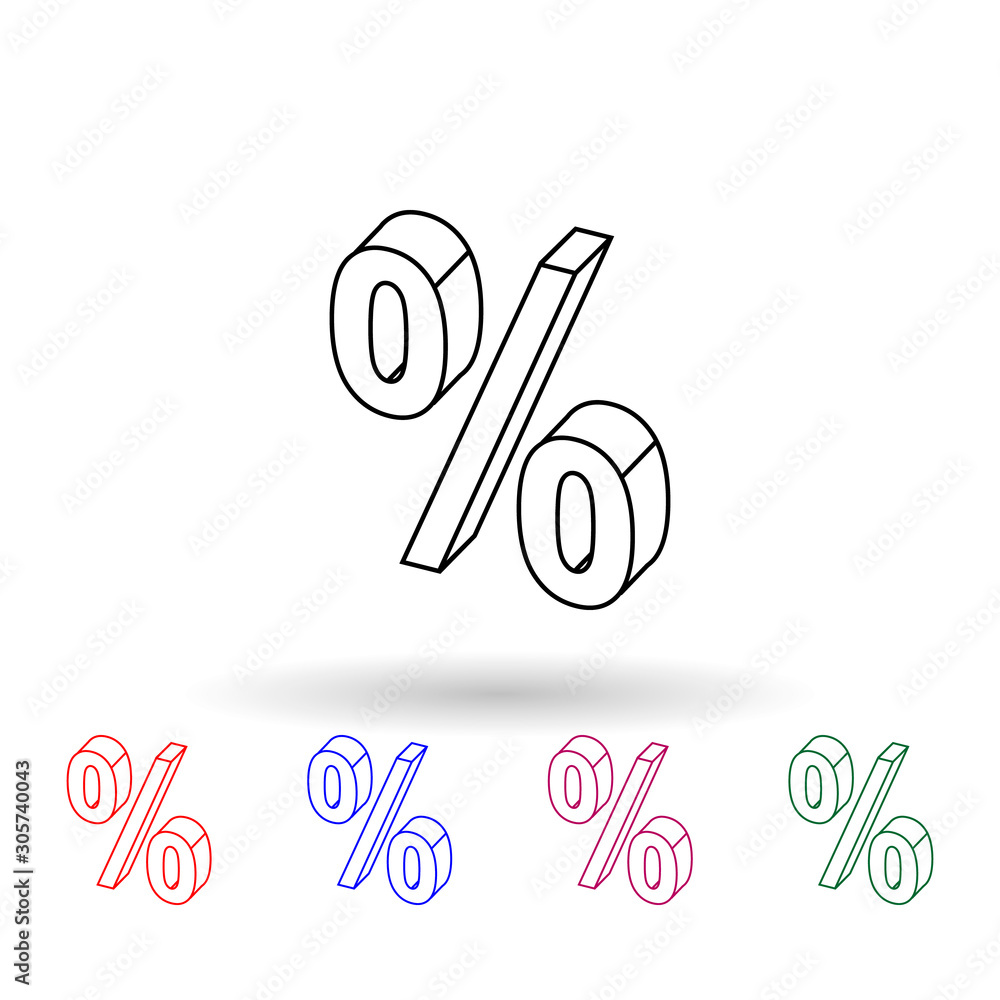 Poster 3d percent multi color icon. simple thin line, outline vector of sale icons for ui and ux, website o
