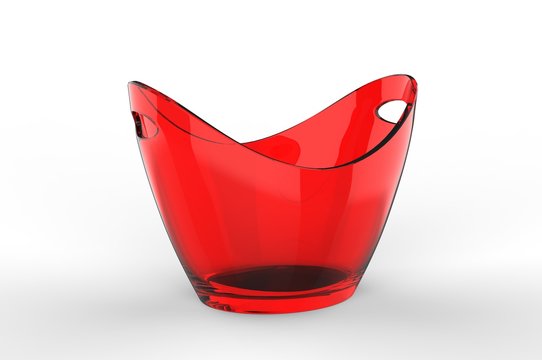 Blank boat shaped ice bucket for promotional branding. 3d render illustration.