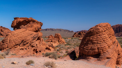 Fototapeta premium Red sandstone rock formations in Valley of Fire State Park, Nevada that resemble beehives