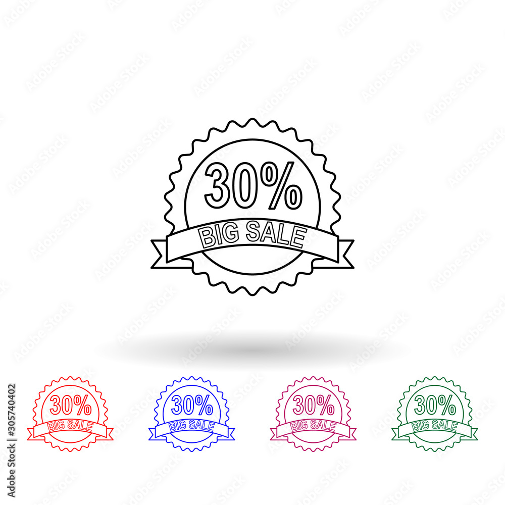 Poster signboard large sale 30 multi color icon. simple thin line, outline vector of sale icons for ui and 