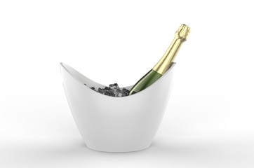 Blank boat shaped ice bucket for promotional branding. 3d render illustration. © godesignz
