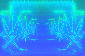 An abstract psychedelic cannabis leaf shape background image.