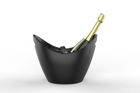 Blank boat shaped ice bucket for promotional branding. 3d render illustration.