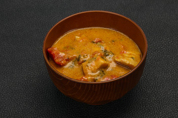 Traditional thai curry chicken soup