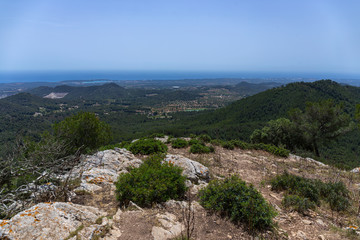 Fototapeta na wymiar view from the mountain to the area Felanitx, Mallorca