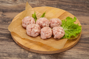 Homemade raw pork minced meatball for cooking