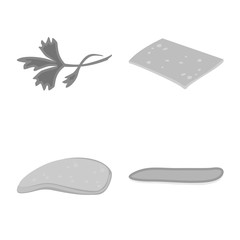 Vector design of snack and cooking symbol. Set of snack and dinner stock symbol for web.