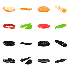 Isolated object of dinner and fast logo. Set of dinner and delicious stock symbol for web.