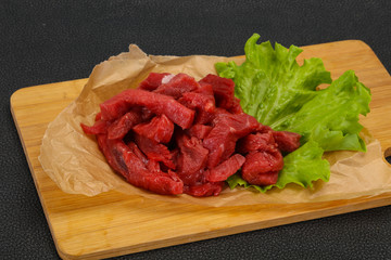 Raw beef meat sliced for cooking