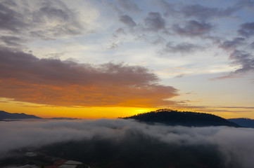 beautiful sky at sunrise with dramatic light and colorful of clouds