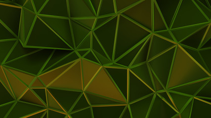 GREEN abstract futuristic blue wire frame triangular 3d illustration on black background. wallpaper 4K RESOLUTION
