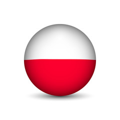 Flag of Poland in the form of a ball isolated on white background.