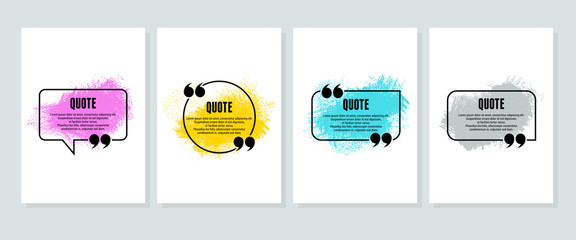 Quote box frame, big set. Quote box icon. Texting quote boxes. Blank template quote text info design boxes quotation bubble blog quotes symbols. Creative vector banner illustration
