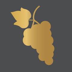 golden wine grapes icon - vector illustration