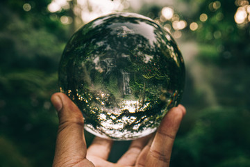 Glass ball : Natural power and environment saving concept.