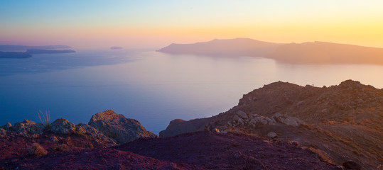 Naklejka na ściany i meble Aegean sea and the nature of Santorini island, Greece
