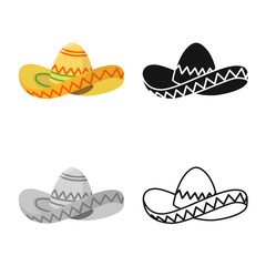 Isolated object of sombrero and hat sign. Web element of sombrero and mexico stock symbol for web. - obrazy, fototapety, plakaty