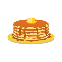 Pancakes with Butter and Syrup flat vector icon