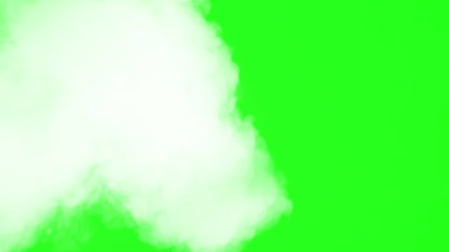 Jet of White Smoke Overlaps the Screen. White dense smoke slowly moves on a alpha chanal background gradually filling the screen. Perfect single color chromakey RGB(10;252;10). High quality ProRes4444