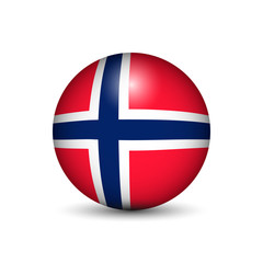 Flag of Norway in the form of a ball isolated on white background.
