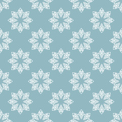 Seamless pattern. Snowflakes made of swirls and floral elements. Texture for print, wallpaper, home decor, textile, package design