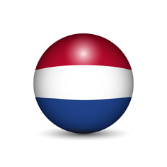 Flag of Netherlands in the form of a ball isolated on white background.