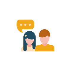 talking couple with balloon text flat style