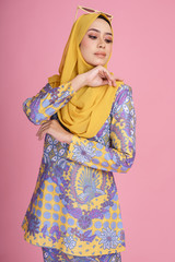 Beautiful female model wearing batik design 