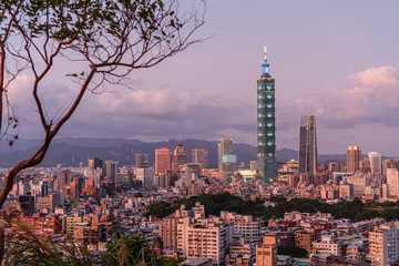Fototapeta na wymiar Top view of Taipei City Skyline at sunset, Taiwanvvvvvvvvvvvvvvvvvvvvvvvvvvvvvvvv