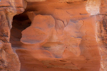 Eroded red sandstone rock formation in Valley of Fire State Park, Nevada