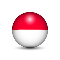 Flag of Monaco in the form of a ball isolated on white background.