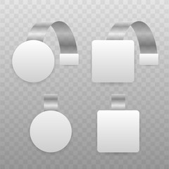 Sale Point Tag. White Clear Round And Square Supermarket Shelf Wobbler Label. Vector stock illustration.