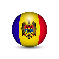 Flag of Moldova in the form of a ball isolated on white background.