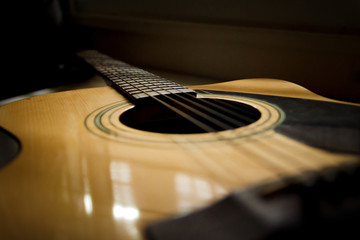 Close up acoustic guitar