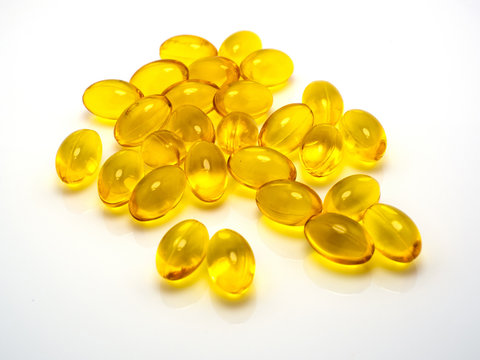 fishoil capsul on white blackground